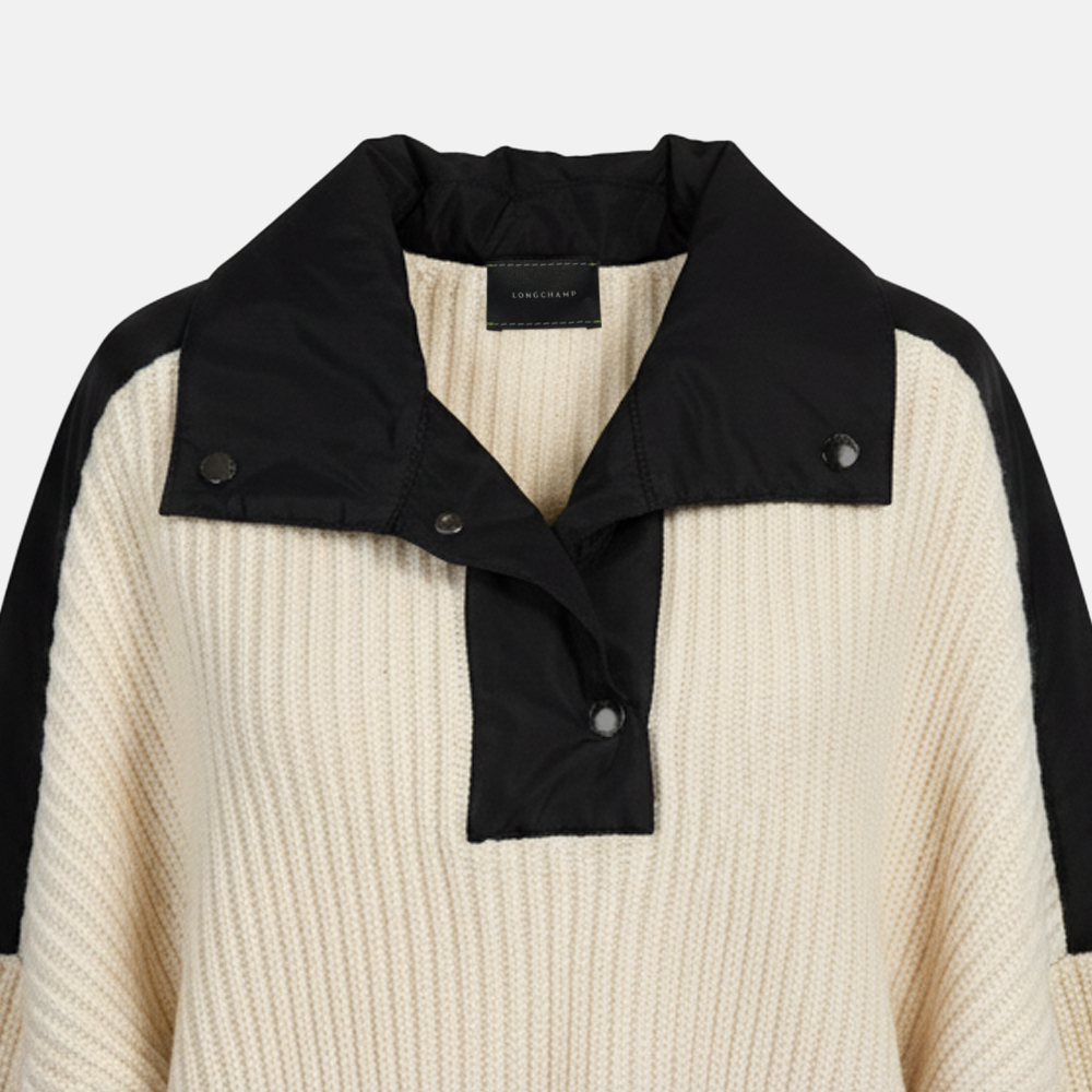 Super Flea Market+Longchamp+Cream sweater with black collar+Toni Garrn1